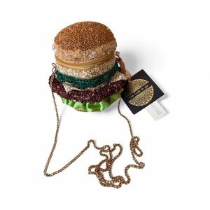 From India to You beaded Whimsical Burger Crossbody Bag
